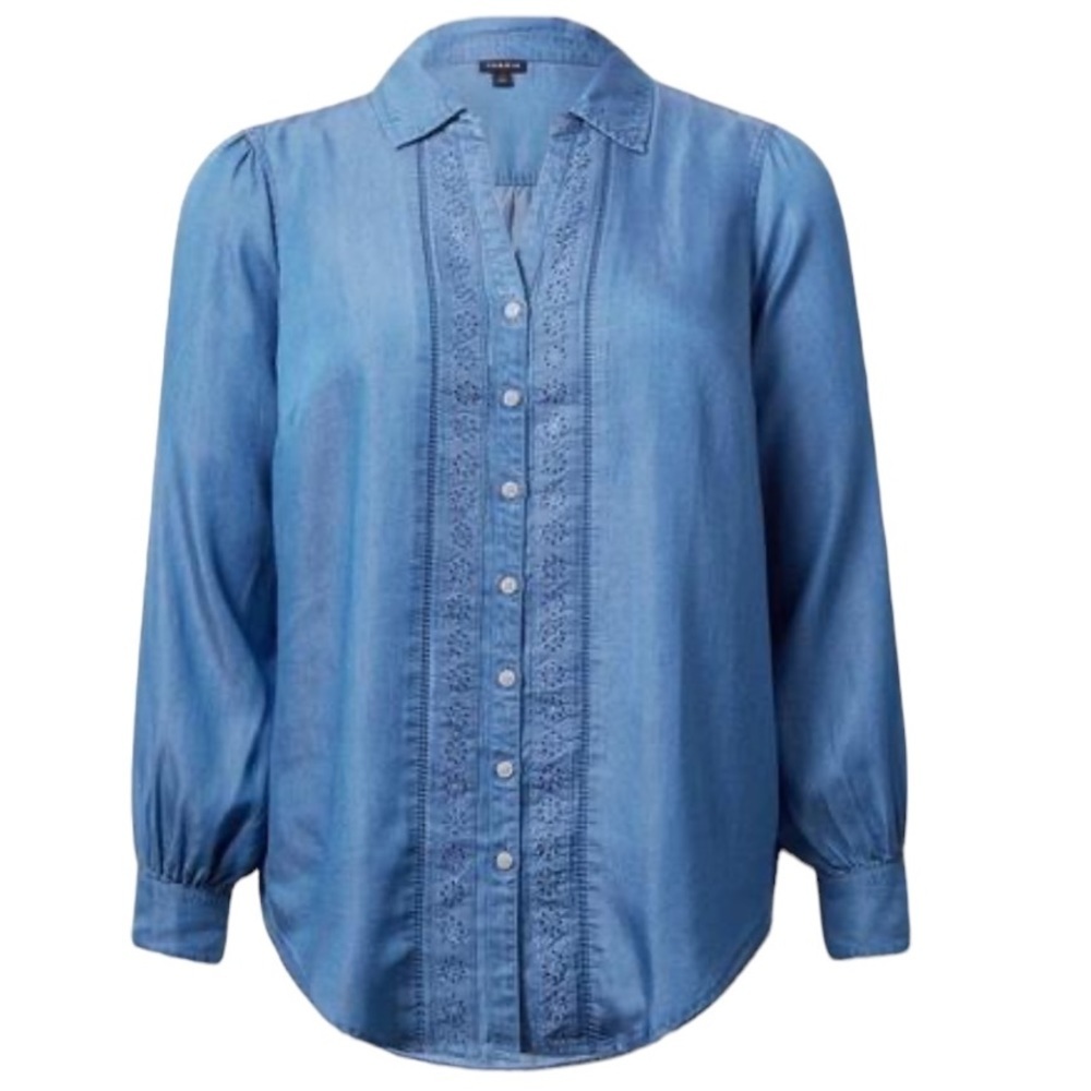 Torrid Tencel Pintuck Chambray Button Up Shirt Size 4